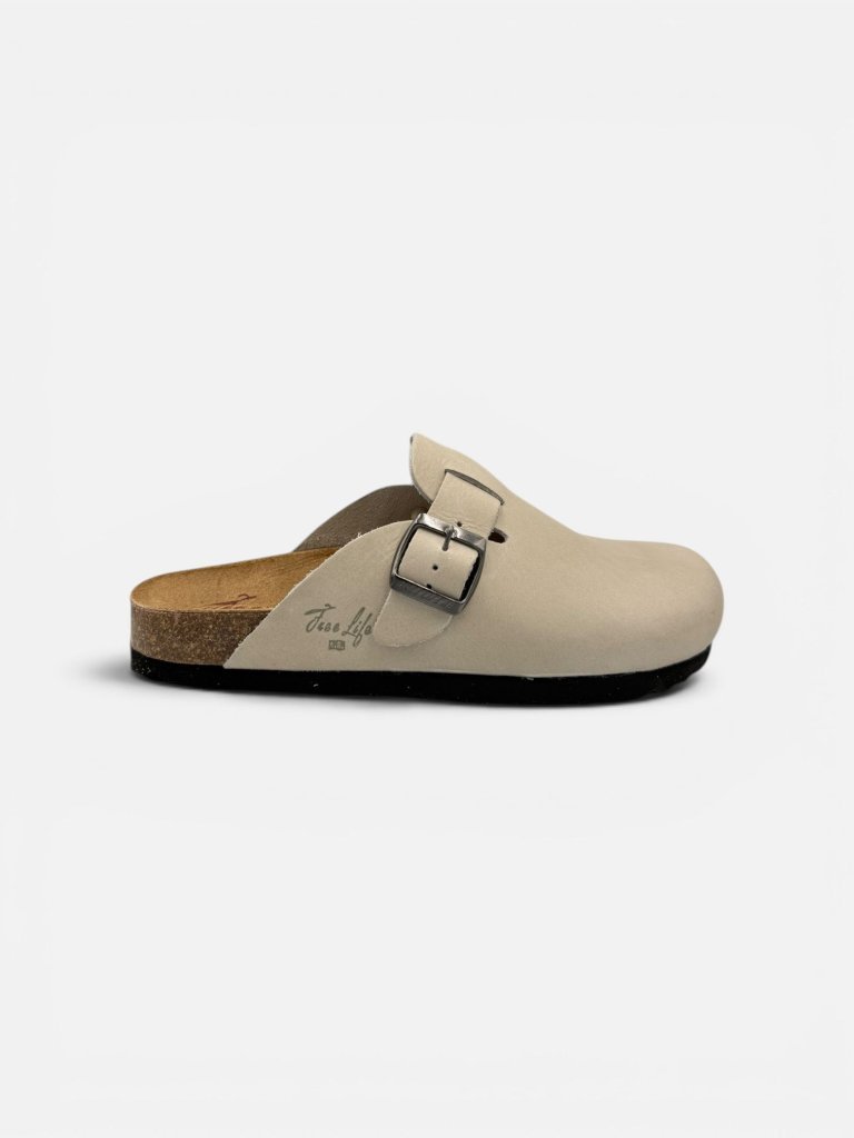Saboți Dama din Piele Naturală Clog Închis cu Cataramă – Rustic Corda